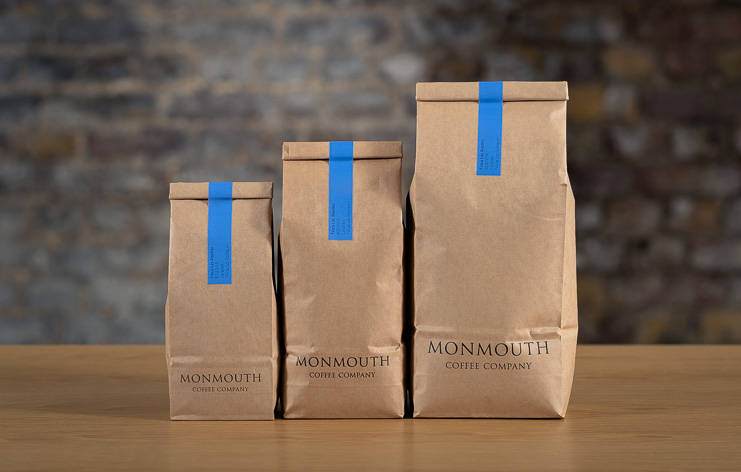 3 bags of Monmouth coffee 250g, 500g and 1kg available to buy online.